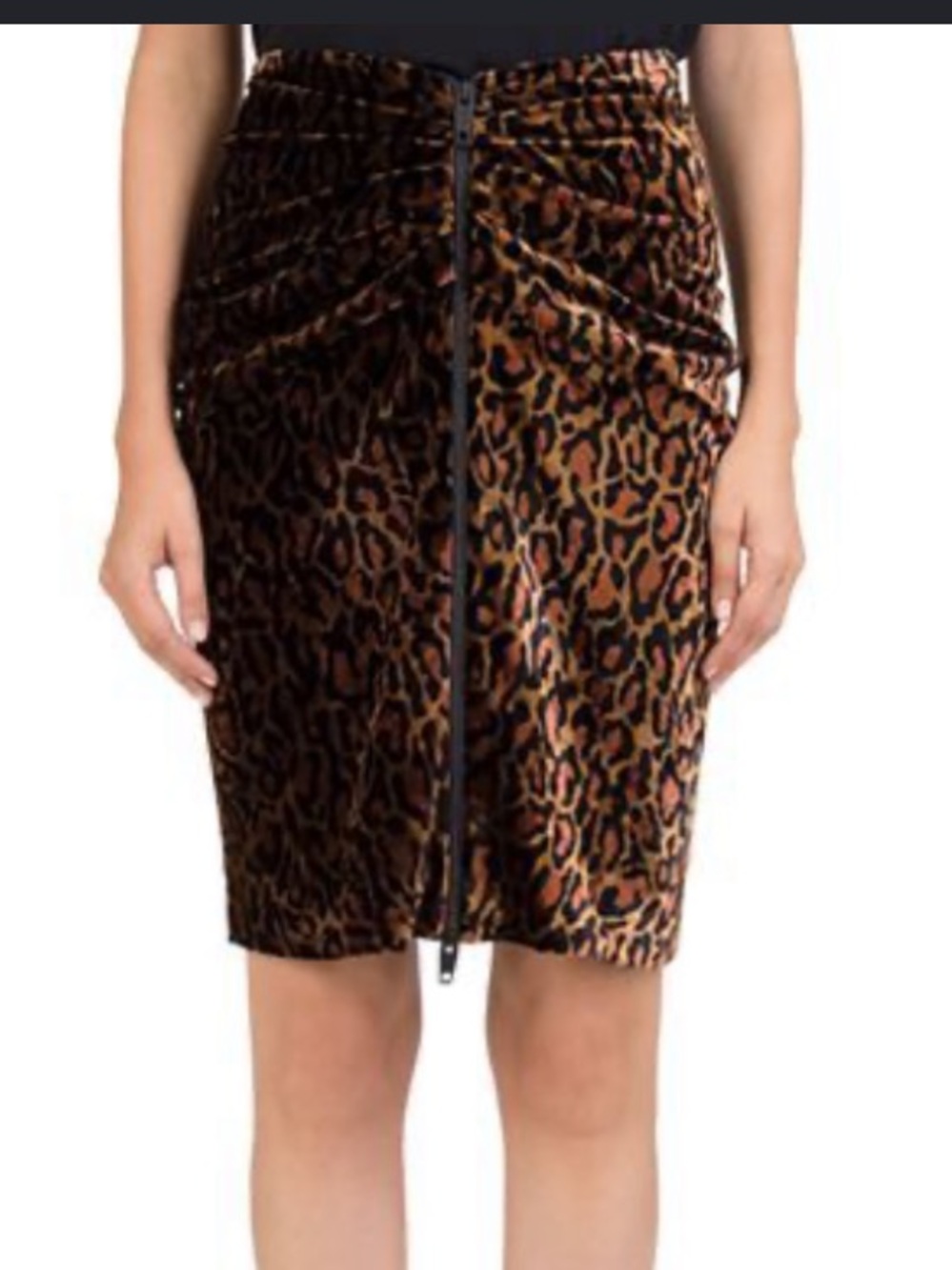 The Kooples Leopard-Print Velvet Pencil Skirt in Brown and Black